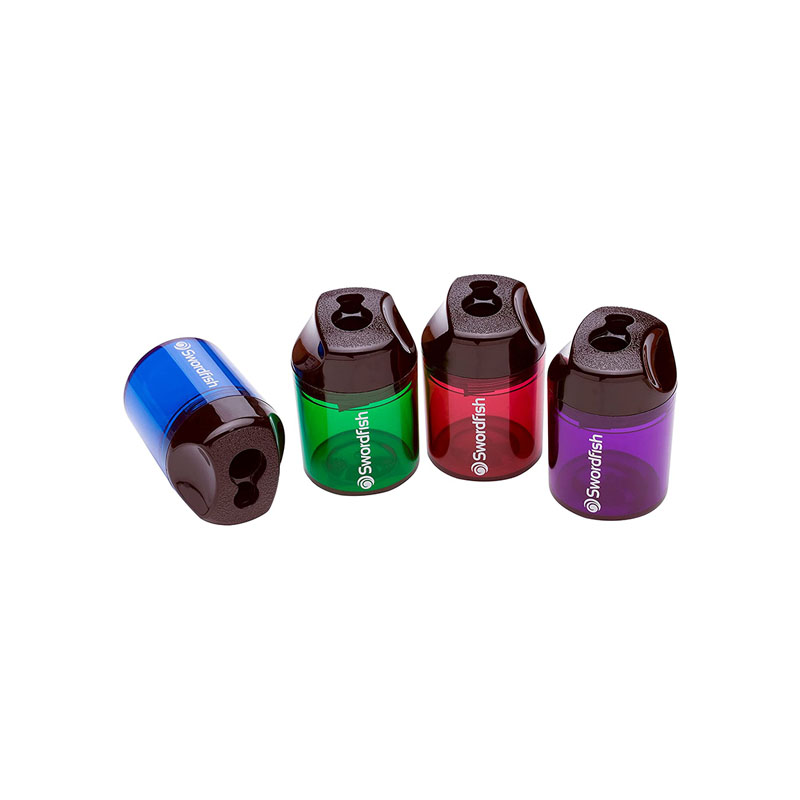Swordfish Canister Double Hole Pencil Sharpener Assorted