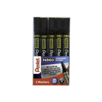 Pentel Chisel Tip Permanent Marker Black (Pack of 5) - Premium Range