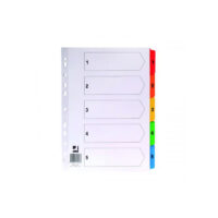 Q-Connect 1-5 Index Multi-punched Reinforced Board Multi-Colour Numbered Tabs A4 White KF01518