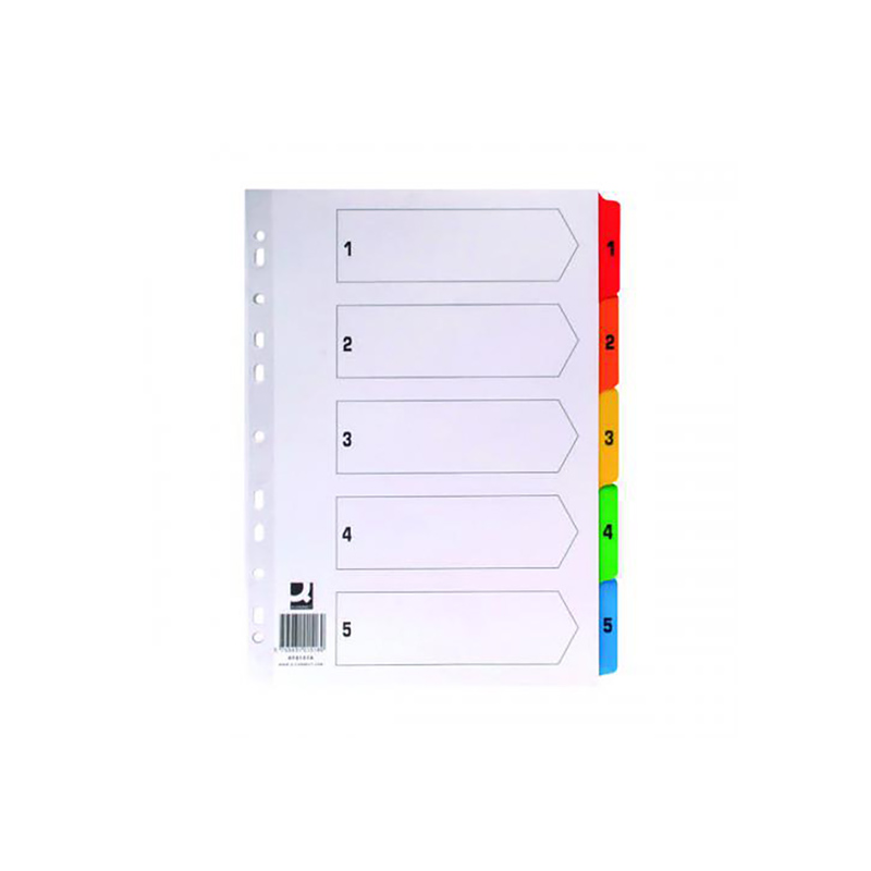 Q-connect 1-5 Index Multi-punched Reinforced Board Multi-colour 