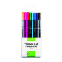 Q-Connect Triangular Fineliners Assorted Colour (Pack of 8)