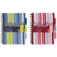 Pukka Pad Stripes Wirebound Hardback Project Notebook 250 Pages A5 Blue/Pink