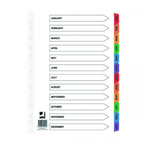 Q-Connect Index Jan-Dec Board Reinforced Multi