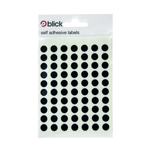 Blick Coloured Labels Round - 8mm Black
