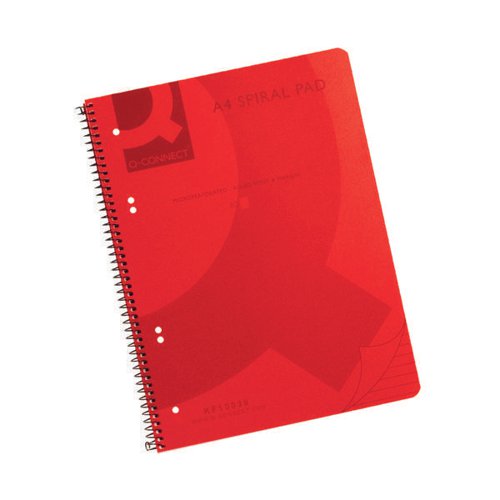 Q-Connect Spiral Bound Polypropylene Notebook 160 Pages A4 Red